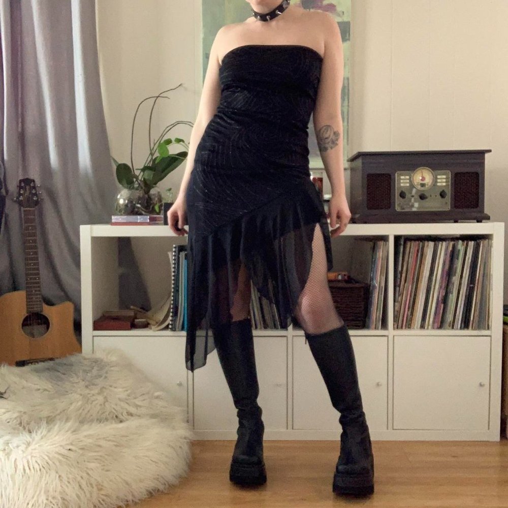 00s Strapless Fairy Goth Dress